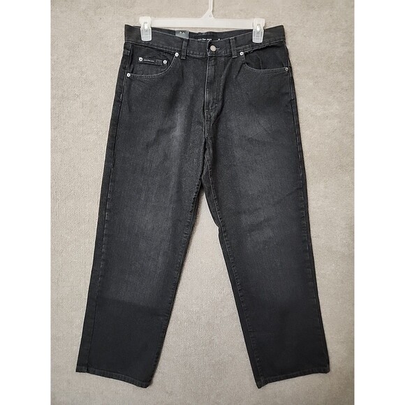 Calvin Klein Straight Leg Jeans Mens 34x30 Black Relaxed Cotton NEW
